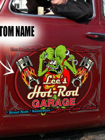 Set of 02 Personalized Vinyl Stickers for Hot Rod Rat Fink