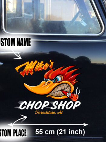 Personalized Woodpecker Speed Shop Vinyl Decals - Mr. Horsepower
