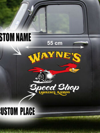 2 Pcs Personalized Hot Rod Garage Old School Vinyl Stickers