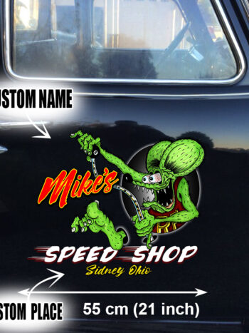 Customized Rat Fink Speed Shop Vinyl Wrap Sticker for Hot Rods