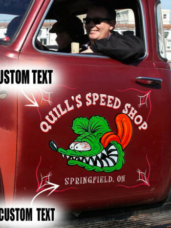 Hot Rod Pinstripe Car Door Art Rat Fink Vinyl Wrapped Stickers - Set of 02