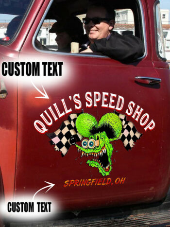 Personalized Rat Fink Car Door Art Lettering Vinyl Decals - Set of 02