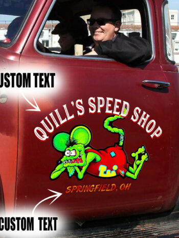 Personalized Hot Rod Garage Rat Fink Vinyl Decals (2 Pcs)