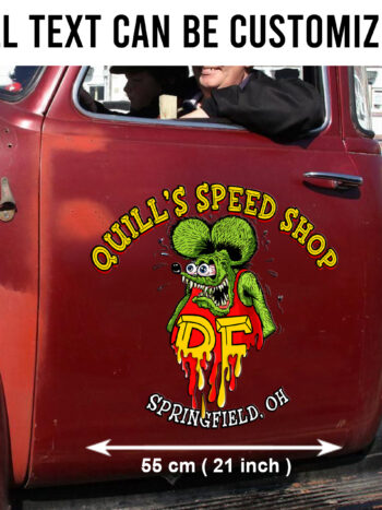 Set of 2 Rat Fink Vinyl Stickers for Hot Rod Garage Door Art